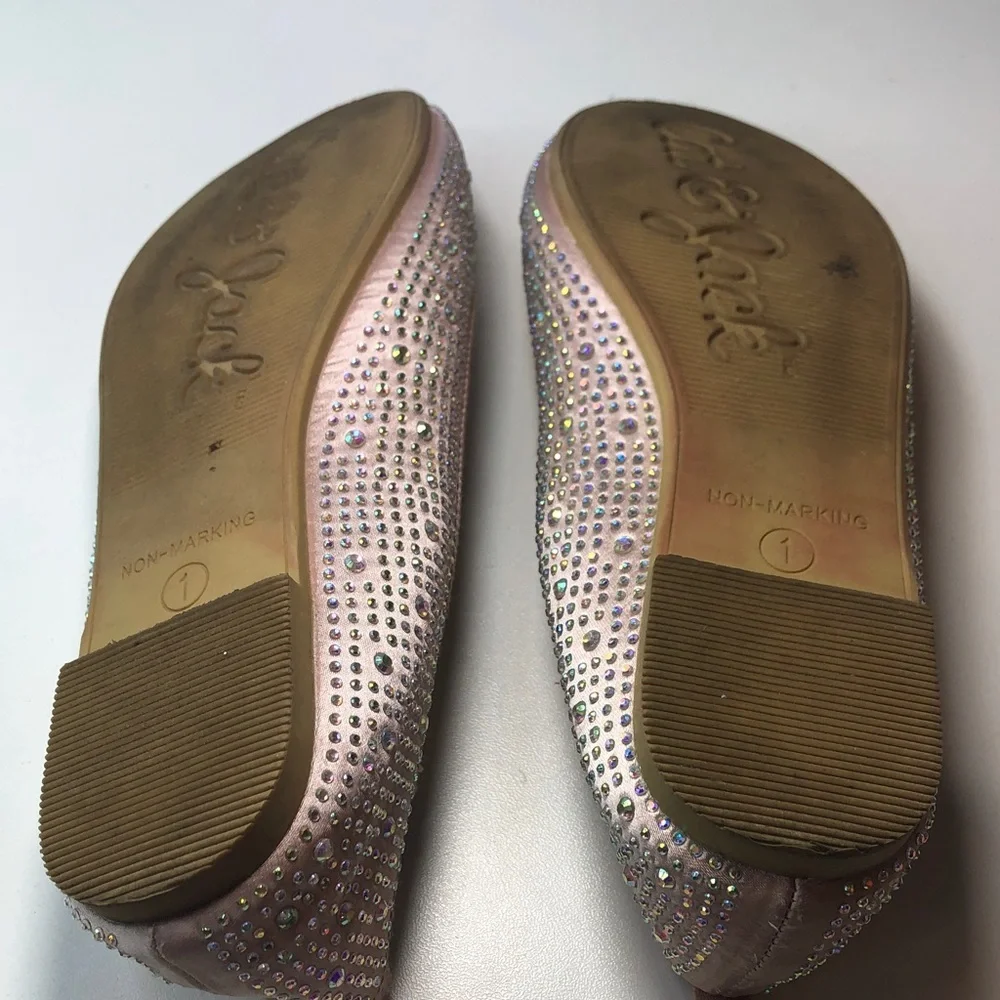 Elegant Pastel Pink Rhinestone Glitter Ballet Flats Cat & Jack size 1 EUC
